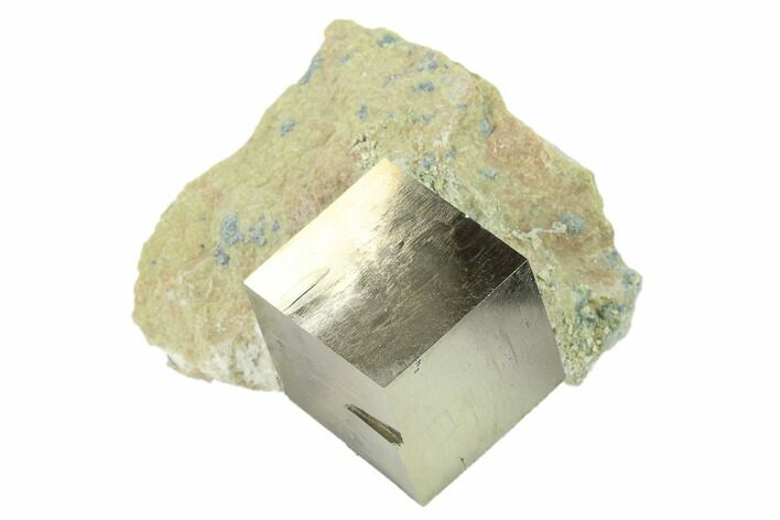 Shiny, Natural Pyrite Cube In Rock - Navajun, Spain #131145